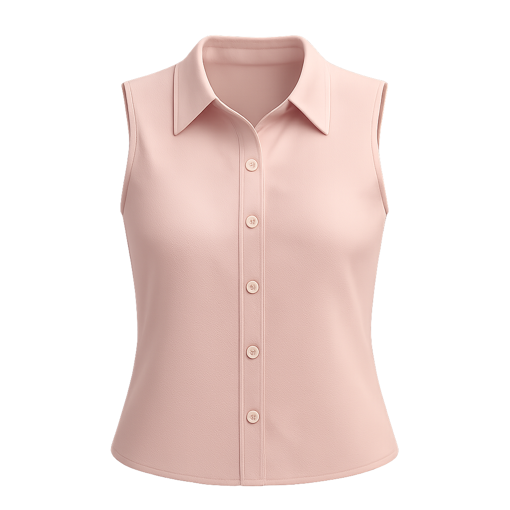 Sleeveless Collared Tank Top Pastel Pink
